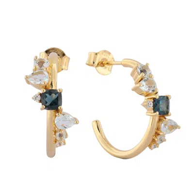 Dainty London Women's Blue Gold Topaz Gemstone Zaria Earrings