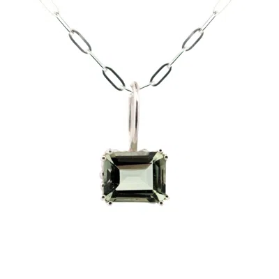 Dainty London Women's Blue Large Silver Green Quartz Necklace - Giselle
