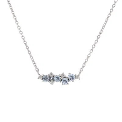 Dainty London Women's Blue Silver Cluster Gemstone Necklace - Elara
