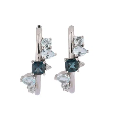 Dainty London Women's Blue Silver Topaz Gemstone Zaria Earrings