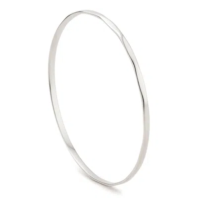 Dainty London Women's Dainty Silver Faceted Bangle In Metallic