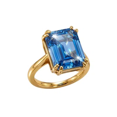 Dainty London Women's Gold / Blue Solid Gold Ocean Blue Topaz Ring - Bali In Multi