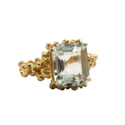 Dainty London Women's Gold / Green Gold Statement Green Quartz Ring - Giselle In Multi
