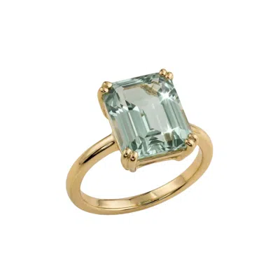 Dainty London Women's Gold Or Silver Green Quartz Ring - Luna - Gold