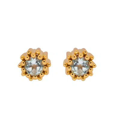 Dainty London Women's Gold Sky Blue Topaz Astrid Studs