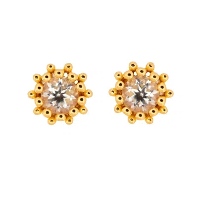 Dainty London Women's Gold White Topaz Seren Studs