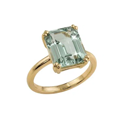 Dainty London Women's Green / Gold Solid Gold Green Quartz Ring - Luna In Multi