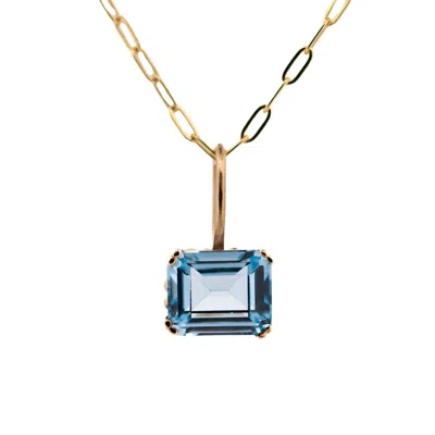 Dainty London Women's Large Gold Blue Topaz Necklace - Astrid