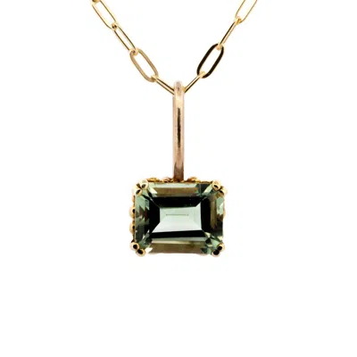 Dainty London Women's Large Gold Green Quartz Necklace - Giselle