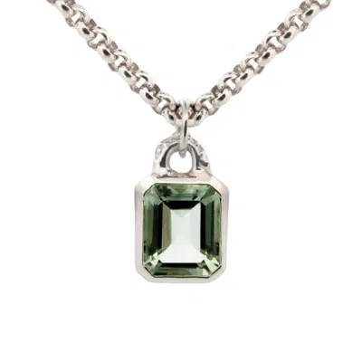 Dainty London Women's Maxi Silver Green Quartz Necklace - Giselle