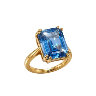 Dainty London Women's Ocean Blue Topaz Ring - Bali - Gold