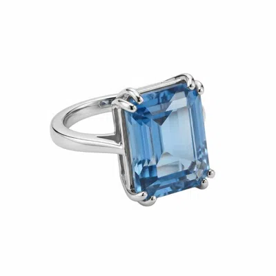 Dainty London Women's Ocean Blue Topaz Ring - Bali - Silver