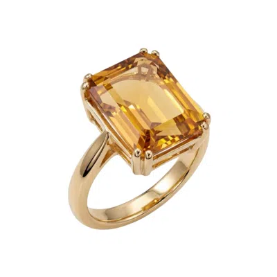 Dainty London Women's Orange / Gold Solid Gold Vintage Citrine Gemstone Ring - Isla