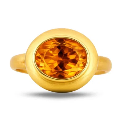 Dainty London Women's Orange Solid Gold Madeira Citrine Contemporary Ring - Celeste