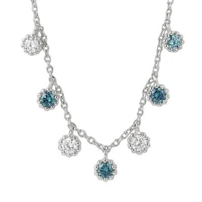 Dainty London Women's Silver Aqua Necklace With Barnacles & Rainbow Topaz