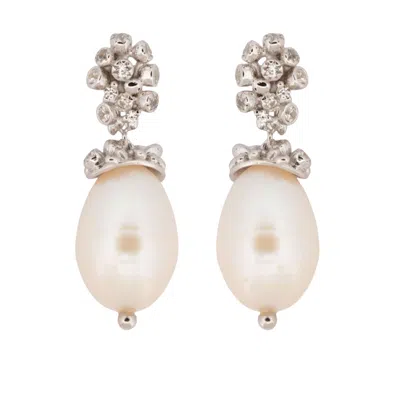 Dainty London Women's Silver Baroque Pearl Earrings - Lyra
