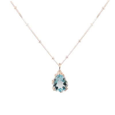 Dainty London Women's Silver Blue Topaz Necklace - Aurelia