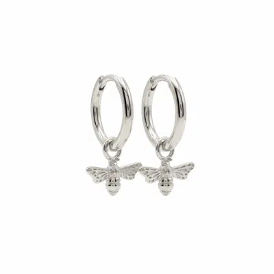Dainty London Women's Silver Bumble Bee Huggie Hoop Earrings
