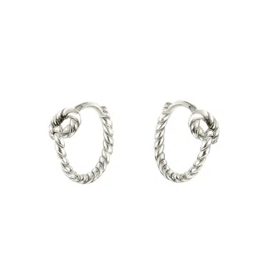 Dainty London Women's Silver Sailors Knot Hoops In Metallic