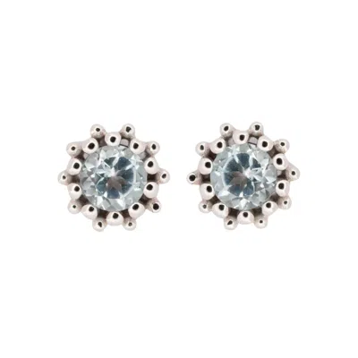 Dainty London Women's Silver Sky Blue Topaz Astrid Studs
