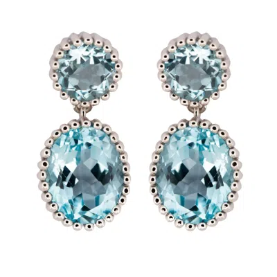 Dainty London Women's Silver Sky Blue Topaz Aurelia Earrings