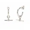 Dainty London Women's Silver T-bar Hoop Earrings In Metallic