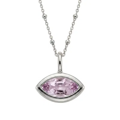 Dainty London Women's Siren's Teardrop Amethyst Necklace - Silver