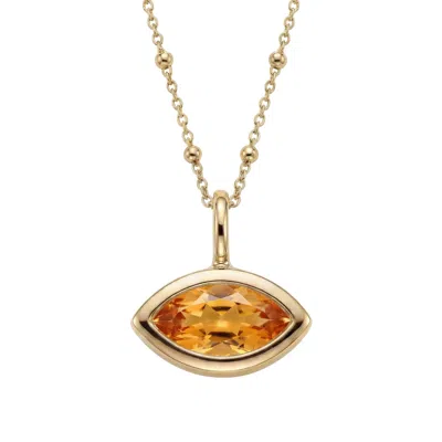 Dainty London Women's Siren's Teardrop Citrine Necklace - Gold Vermeil