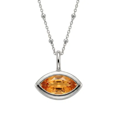 Dainty London Women's Siren's Teardrop Citrine Necklace - Silver