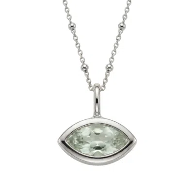 Dainty London Women's Siren's Teardrop Green Quartz Necklace - Silver