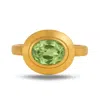 Dainty London Women's Solid Gold Green Quartz Modern Ring - Margo In Gold
