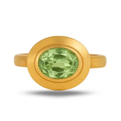 Dainty London Women's Solid Gold Green Quartz Modern Ring - Margo