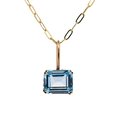 Dainty London Women's Solid Gold Large Blue Topaz Necklace - Astrid