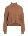 Dairesy Woman Turtleneck Brown Size L Viscose, Polyester, Polyamide In Brown
