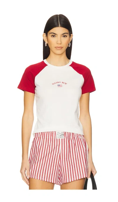 Dairy Boy X Revolve Heritage Baseball Tee In Cherry