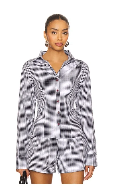Dairy Boy Oyster Button Up Shirt In Blue