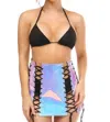 Daisy Corsets Holo Lace-up Skirt In Blue/purple In Multi