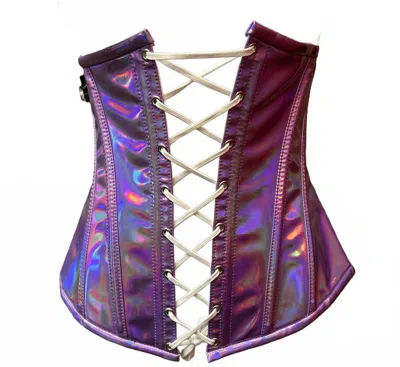 Daisy Corsets Holographic Steel Boned Underbust Corset In Lavender In Purple