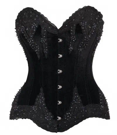 Daisy Corsets Women's Velvet Beaded Overbust Corset In Black