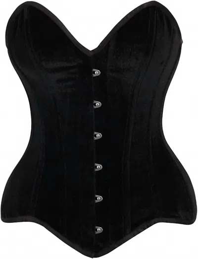 Daisy Corsets Women's Velvet Steel Boned Overbust Corset In Black