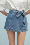 Daisy Dylan Tie-up Skort In Denim In Blue