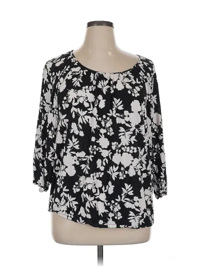Pre-owned Daisy Fuentes 3/4 Sleeve Blouse In Black