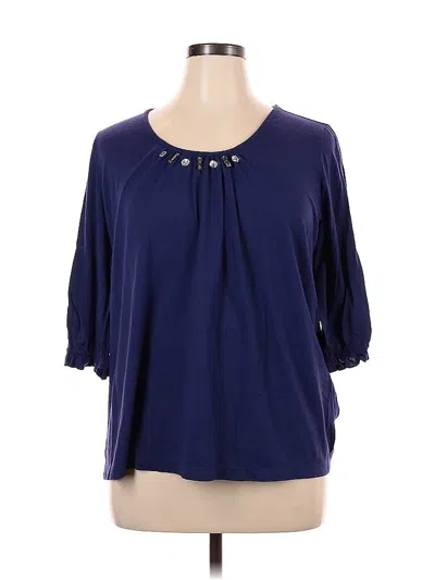 Pre-owned Daisy Fuentes 3/4 Sleeve Blouse In Blue