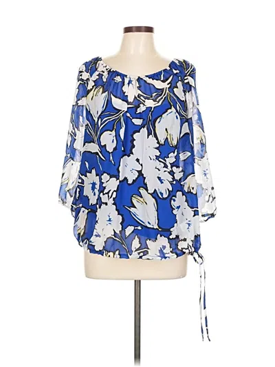 Pre-owned Daisy Fuentes 3/4 Sleeve Blouse In Blue