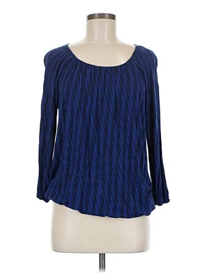 Pre-owned Daisy Fuentes 3/4 Sleeve Blouse In Blue