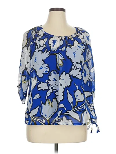 Pre-owned Daisy Fuentes 3/4 Sleeve Blouse In Blue