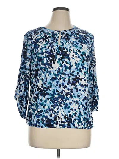 Pre-owned Daisy Fuentes 3/4 Sleeve Blouse In Blue