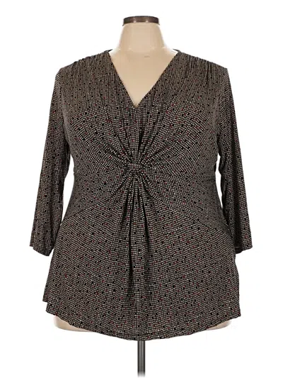 Pre-owned Daisy Fuentes 3/4 Sleeve Blouse In Brown