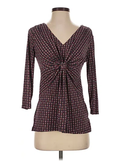 Pre-owned Daisy Fuentes 3/4 Sleeve Blouse In Brown