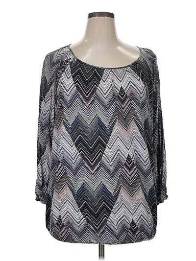 Pre-owned Daisy Fuentes 3/4 Sleeve Blouse In Gray
